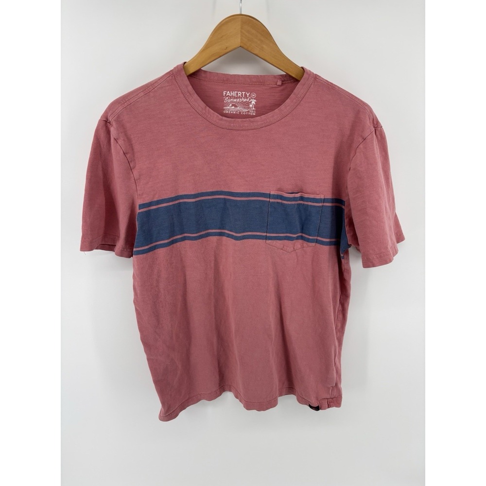 Faherty Sunwashed T-Shirt Sz M Striped Organic Cotton Beach Preppy Dadcore